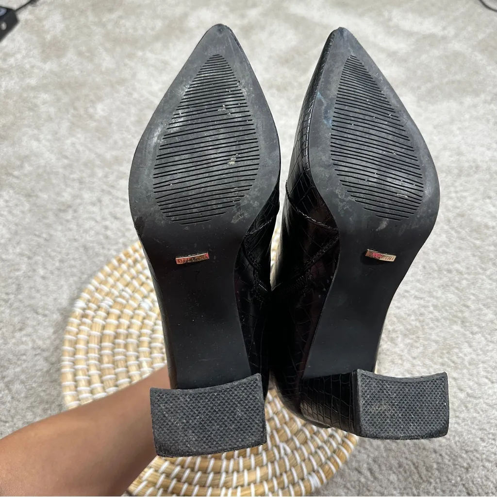 Billini Women’s Alden Boots Booties Block Heels Zip Side Party in Black Croco 7 - Image 9