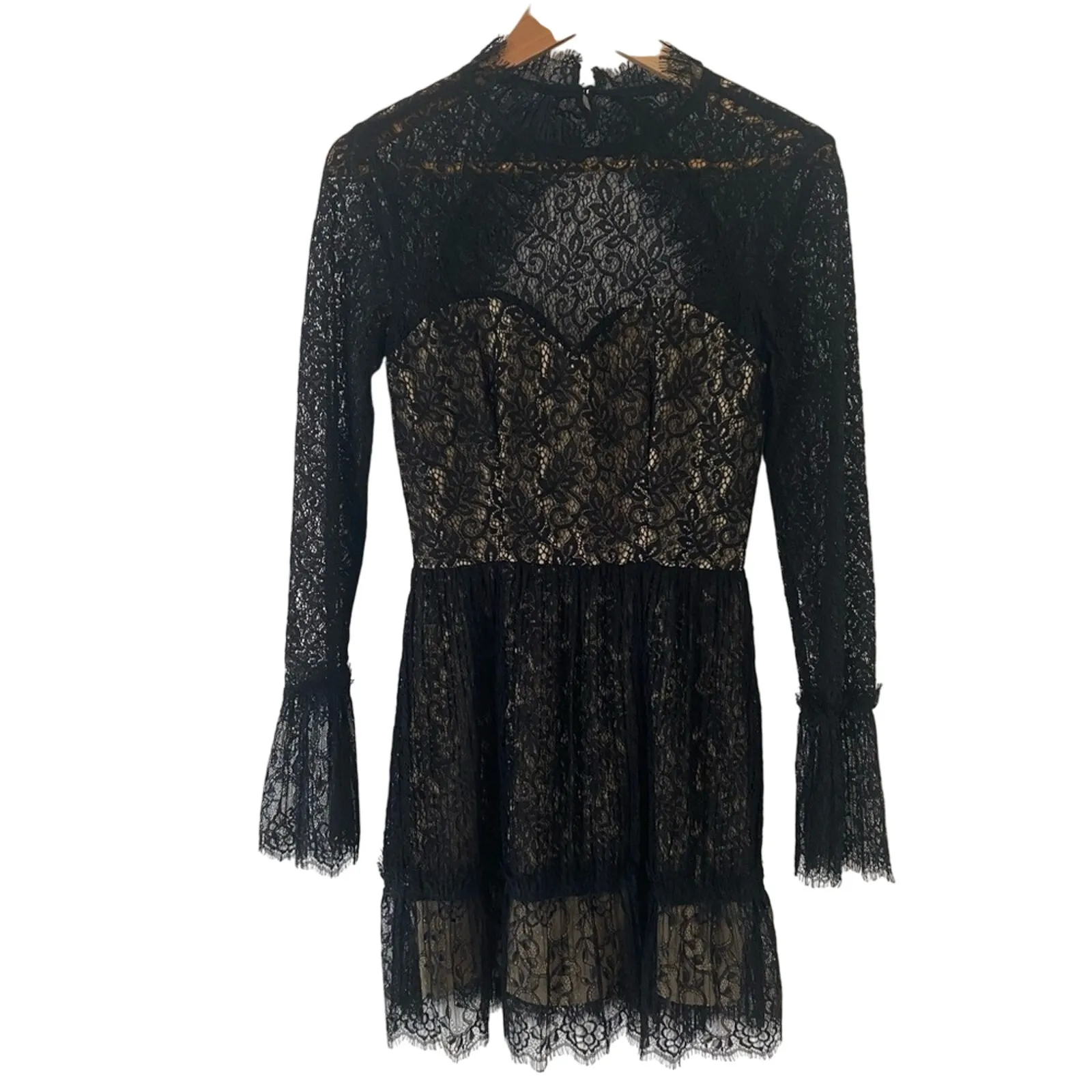 Sailor Amity Mini Dress Black Lace Mockneck Whimsigoth Size X-Small Gently Used - Image 4