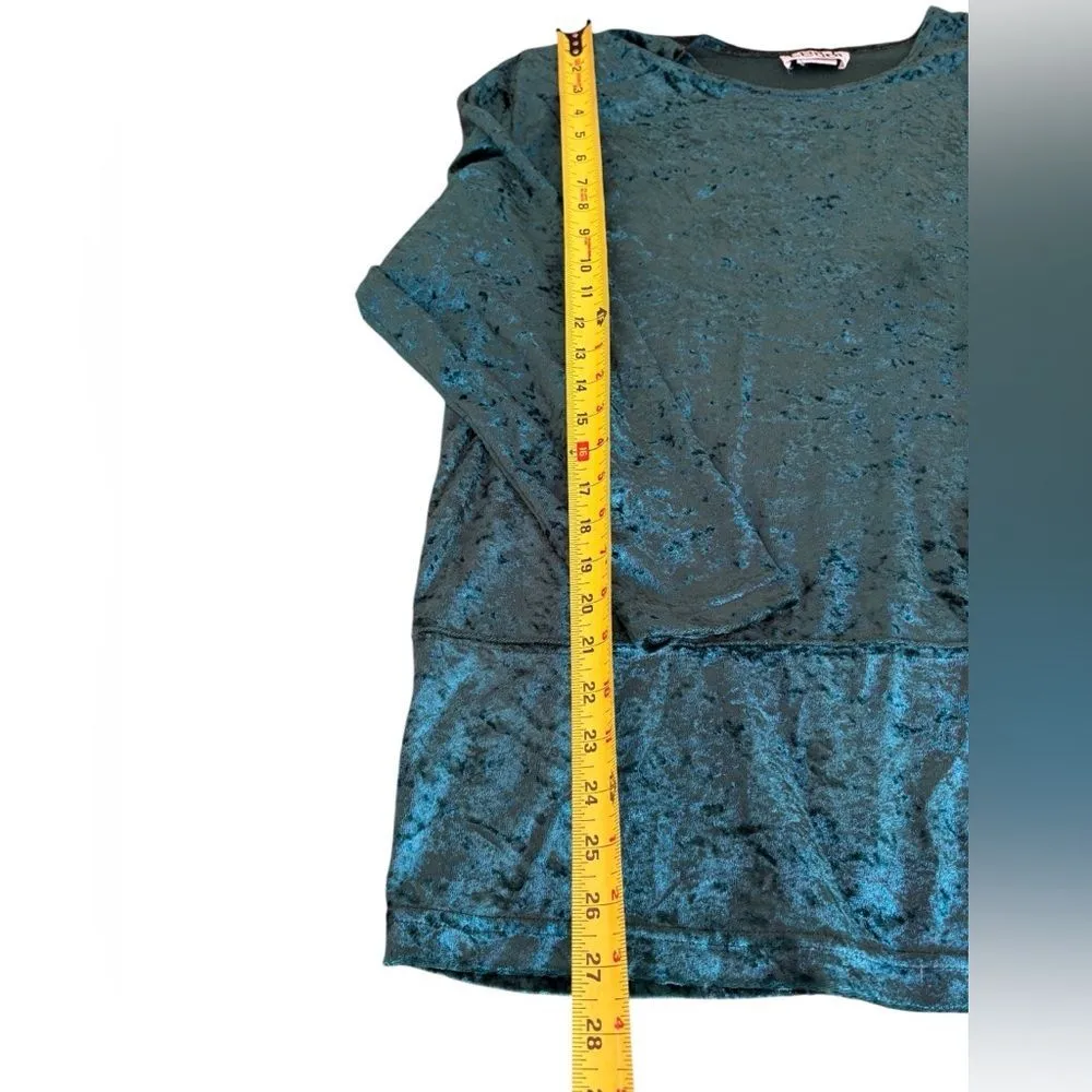 Teddi Vintage 90s Teal Green Velvet Tunic Top High Waisted Pant Set Womens Large - Image 13