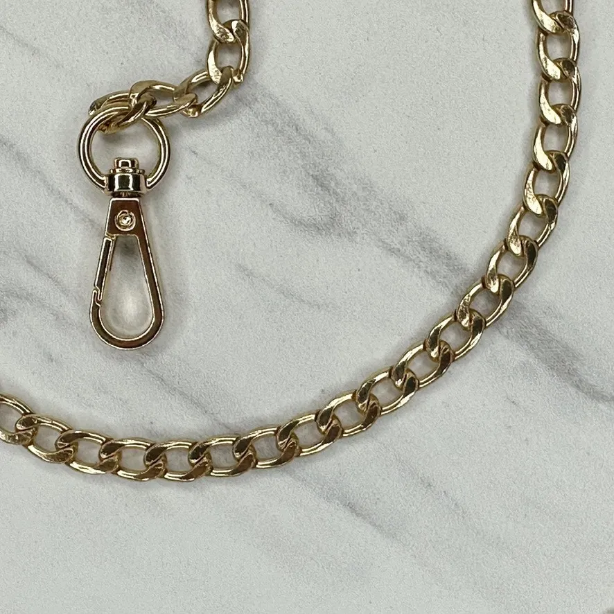 Gold Tone Flat Curb Chain Purse Strap 48" Crossbody Bag Replacement ✨ - Image 9