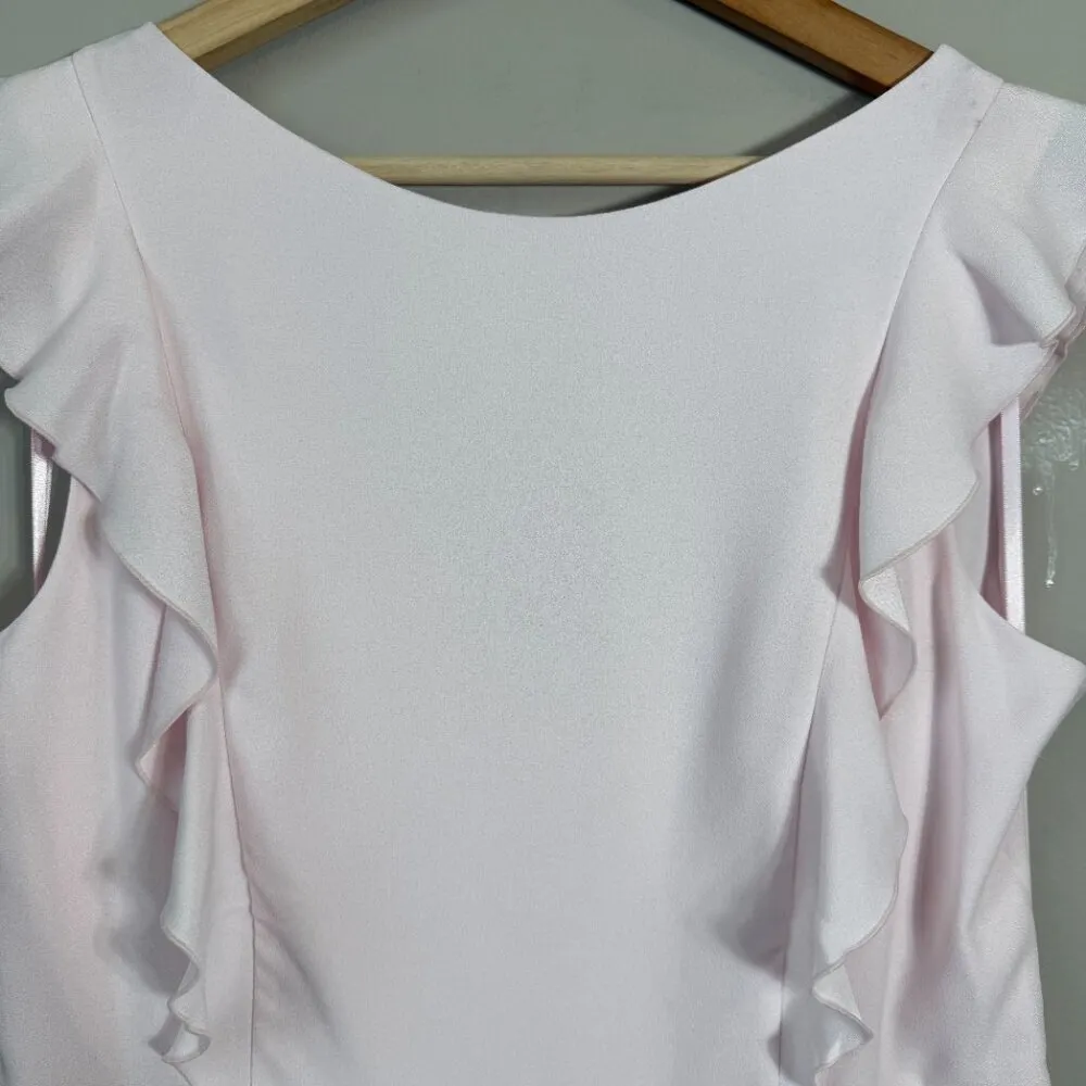 NWT Ted Baker London Ardenia Waterfall Ruffle Maxi Gown Womens 4 US 12 Pink Slit - Image 10