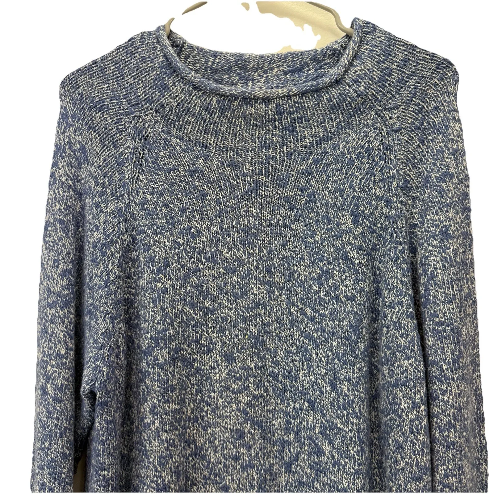 LL Bean Blue Cotton Ragg Funnelneck‎ Pullover Tunic Sweater Size XL - Image 6