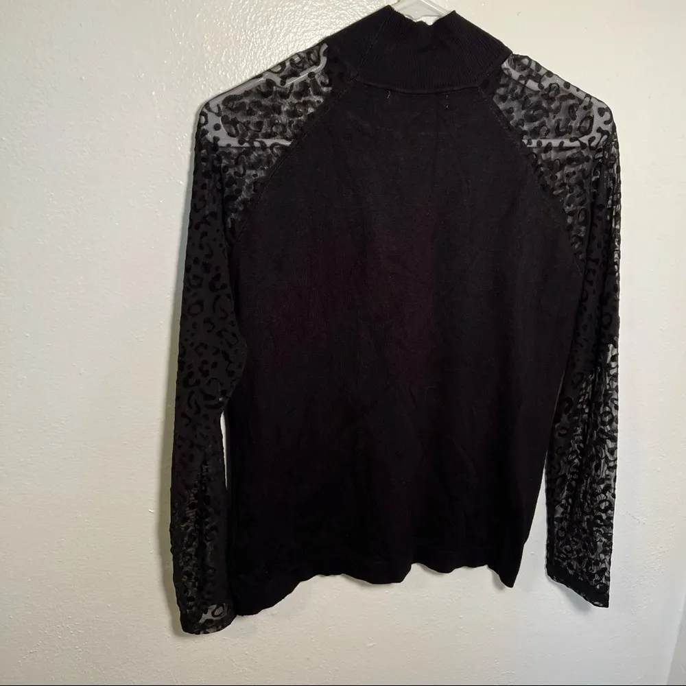 August Silk Mock Neck Sweater Sheer Sleeve - Image 7