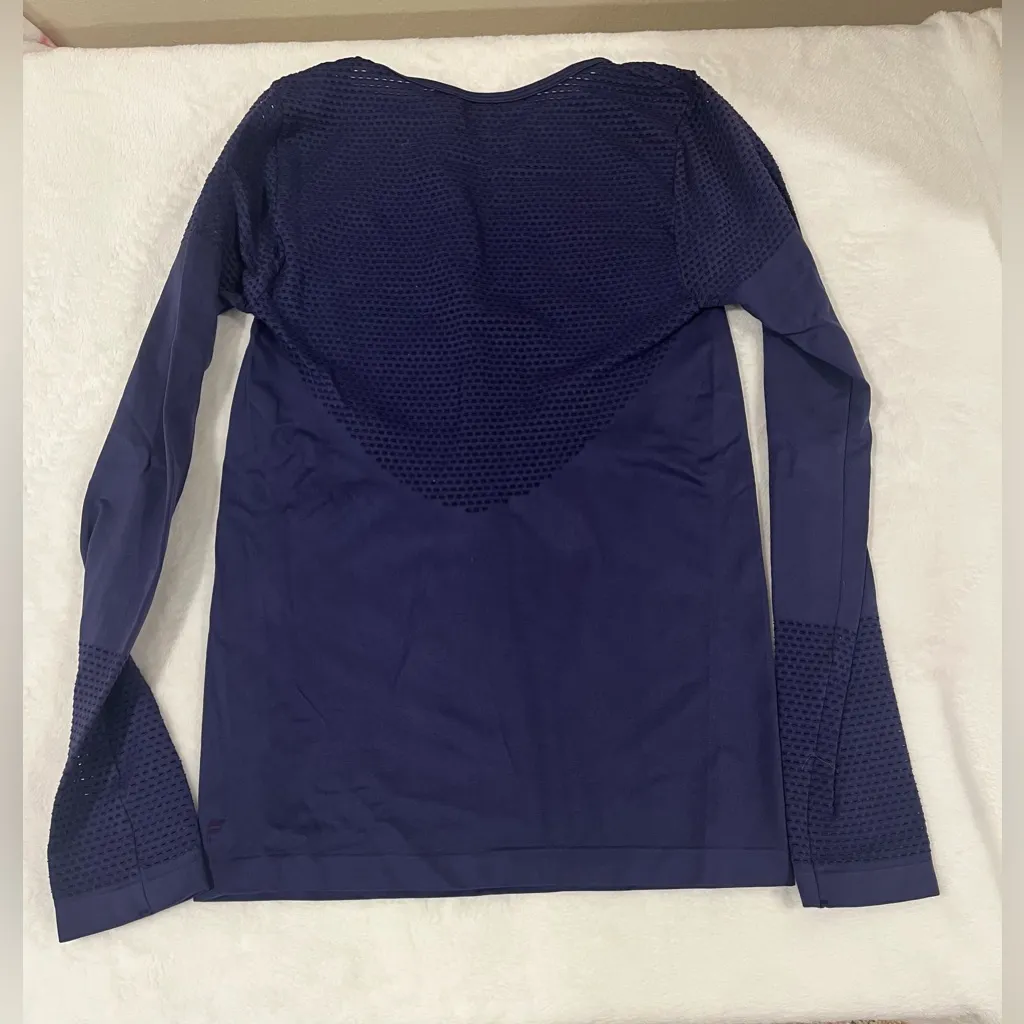 Unbranded Performance Workout Long Sleeve Top With Mesh Panels Blue - Image 4