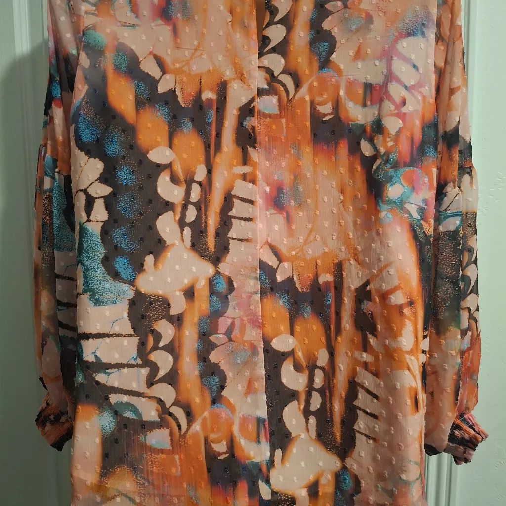 Torrid 2 Sz Multicolor Abstract Print Women's Top Orange - Image 14