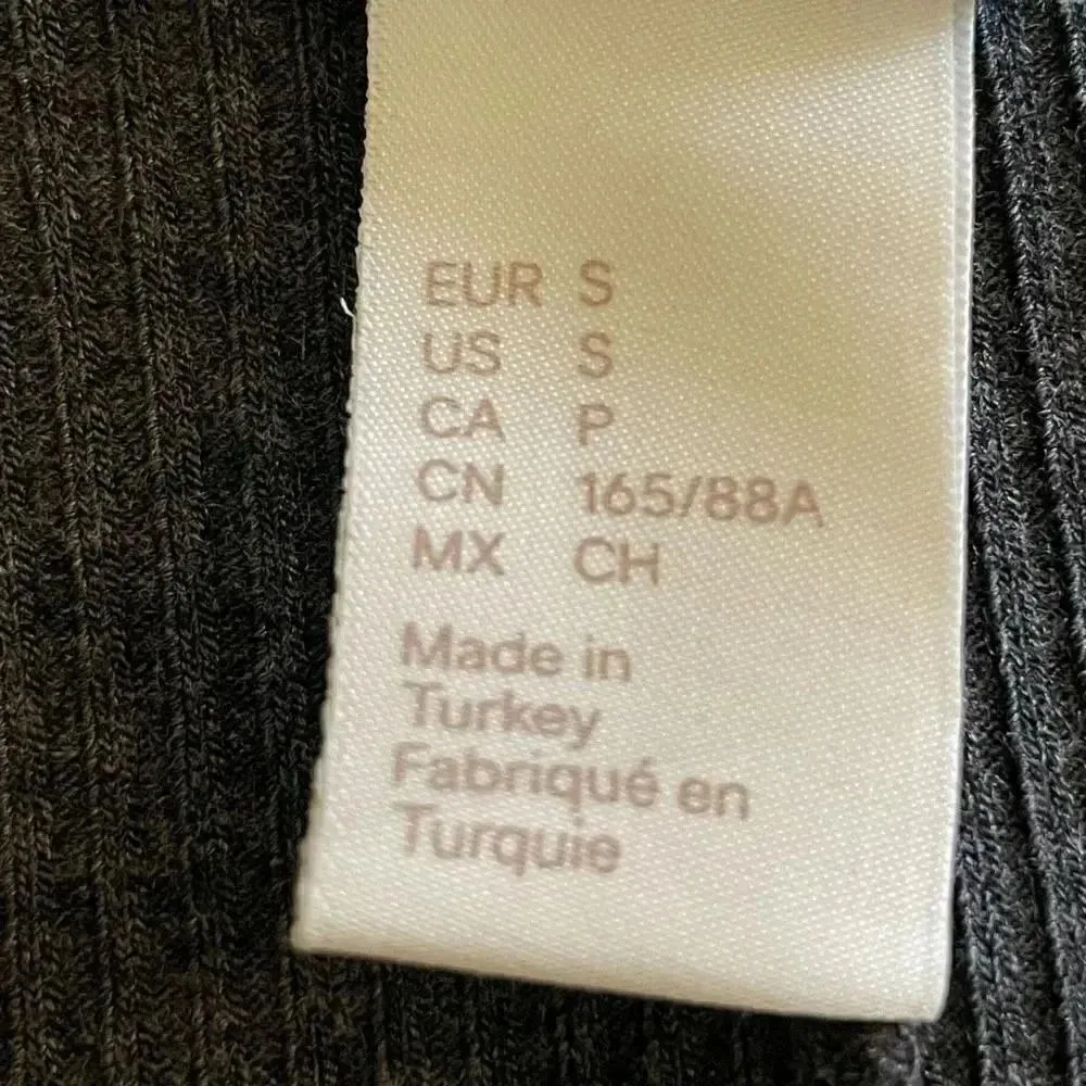 H& M Ribbed Spaghetti Straps Charcoal Gray Slim MIDI Women’s Dress SZ S #1244 - Image 8