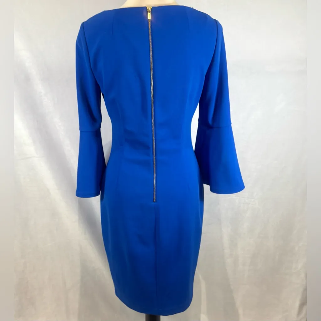 Calvin Klein royal blue bell sleeve scuba sheath dress size 4 - Image 7
