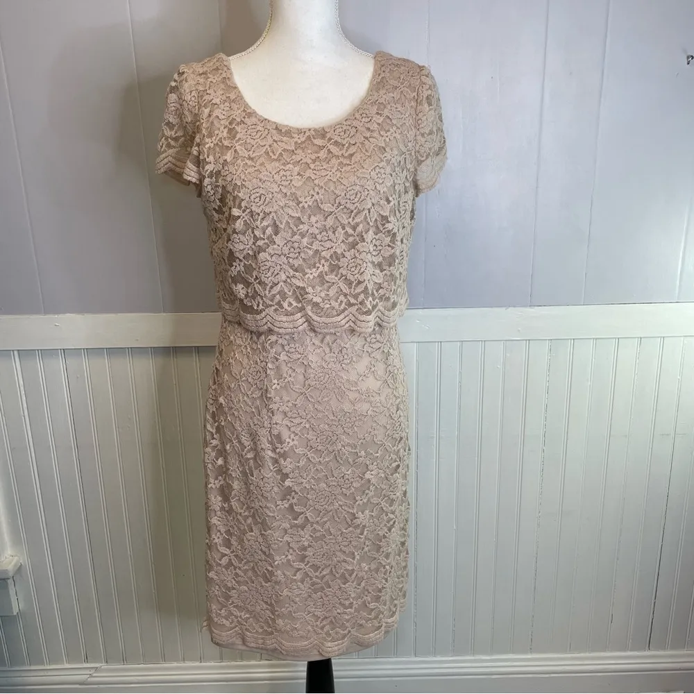 Vintage London Times Blush Lace Midi Dress | Old Money Chic | Size 10 - Image 2