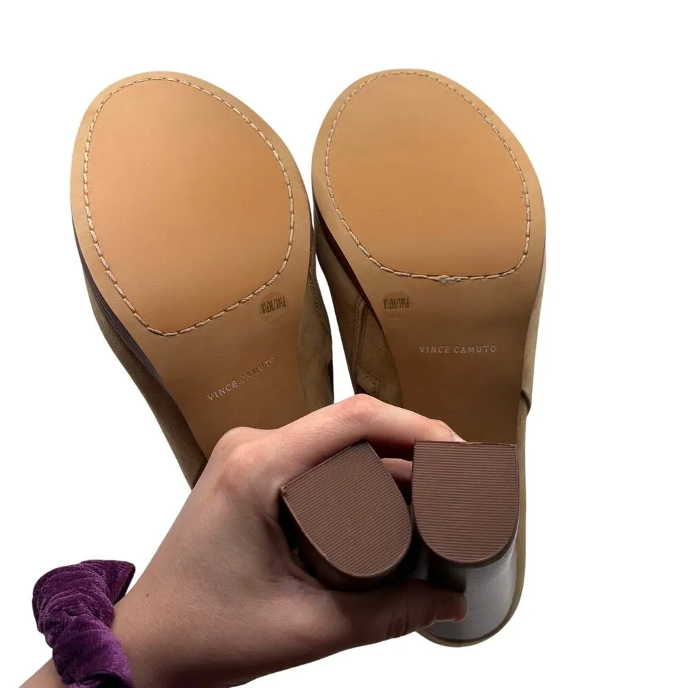 Vince Camuto Cayelsa Heeled Bootie Ankle Boots Beige SZ 8.5/39.5 Suede Leather - Image 8