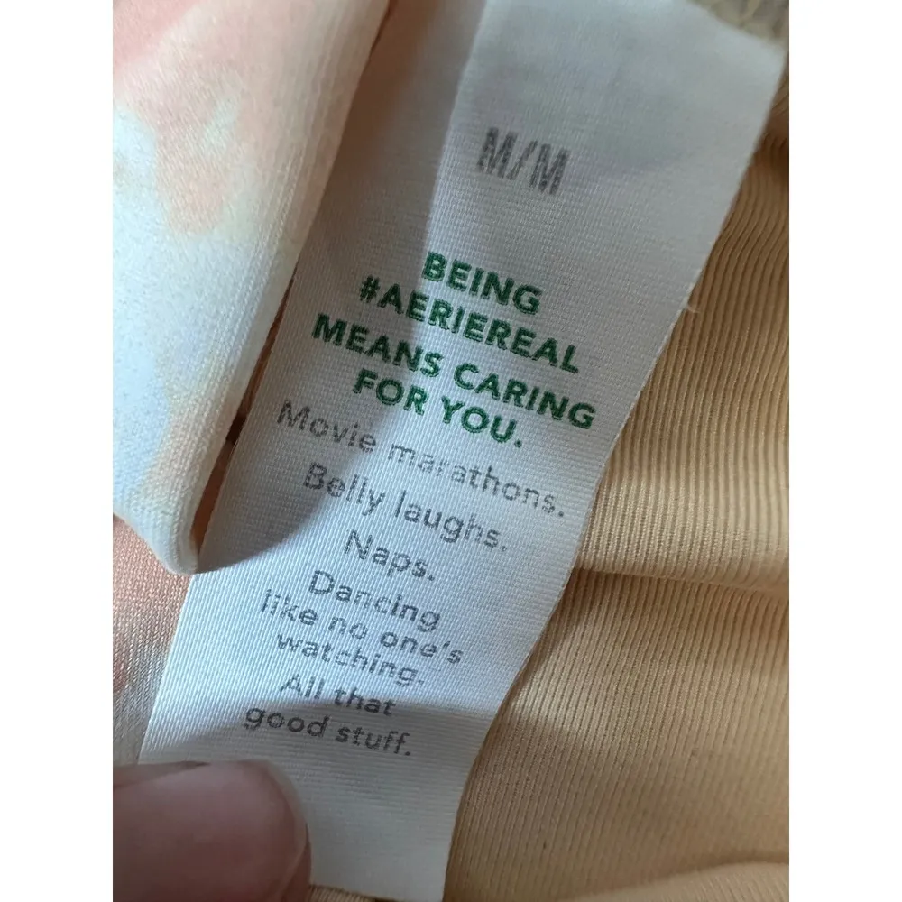 Aerie Keyhole Halter Bikini Top High Rise Cheeky Bottoms Set Size M Beach Peach - Image 6