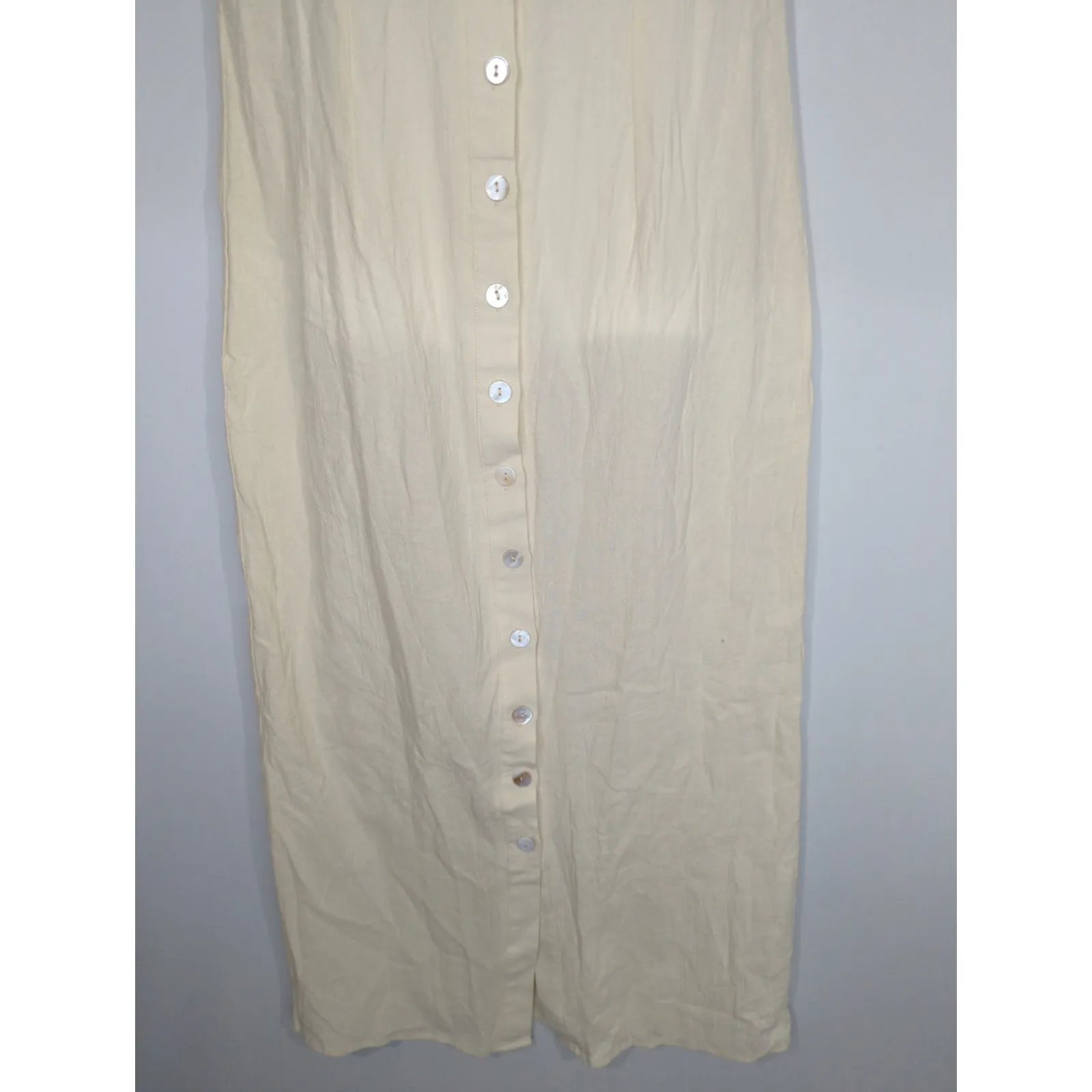 Cider  Solid V-neck Yellow Button Shift Maxi Dress MEDIUM NWT Coastal Casual - Image 4