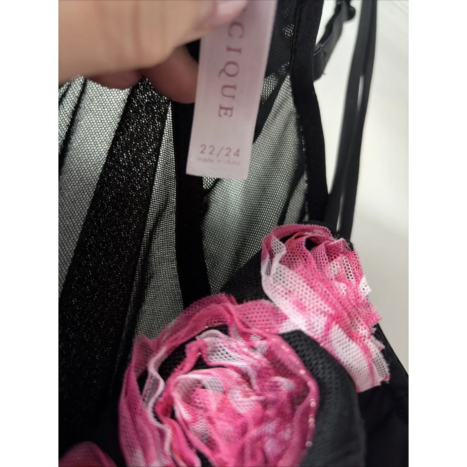 Cacique Black Babydoll Flowers Nightie Lace Underwire Padded Size 22/24 - Image 5