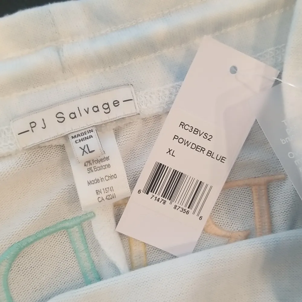 💕PJ SALVAGE💕 Bride Embroidered Pajama Shorts ~ Powder Blue XL NWT - Image 10