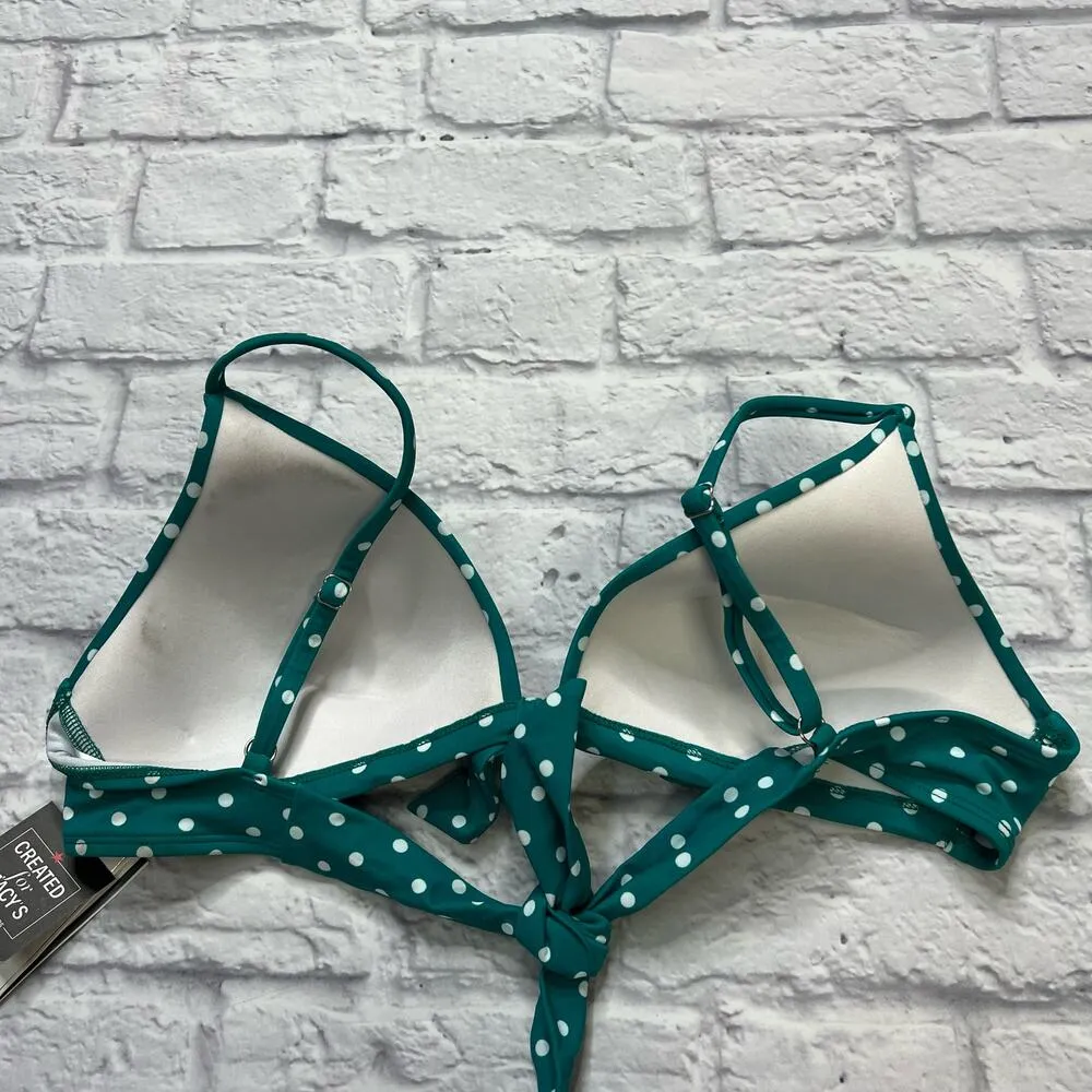 Salt + Cove Juniors Emerald Green Polka Dot Bralette Bikini Top Size D/DD New - Image 4