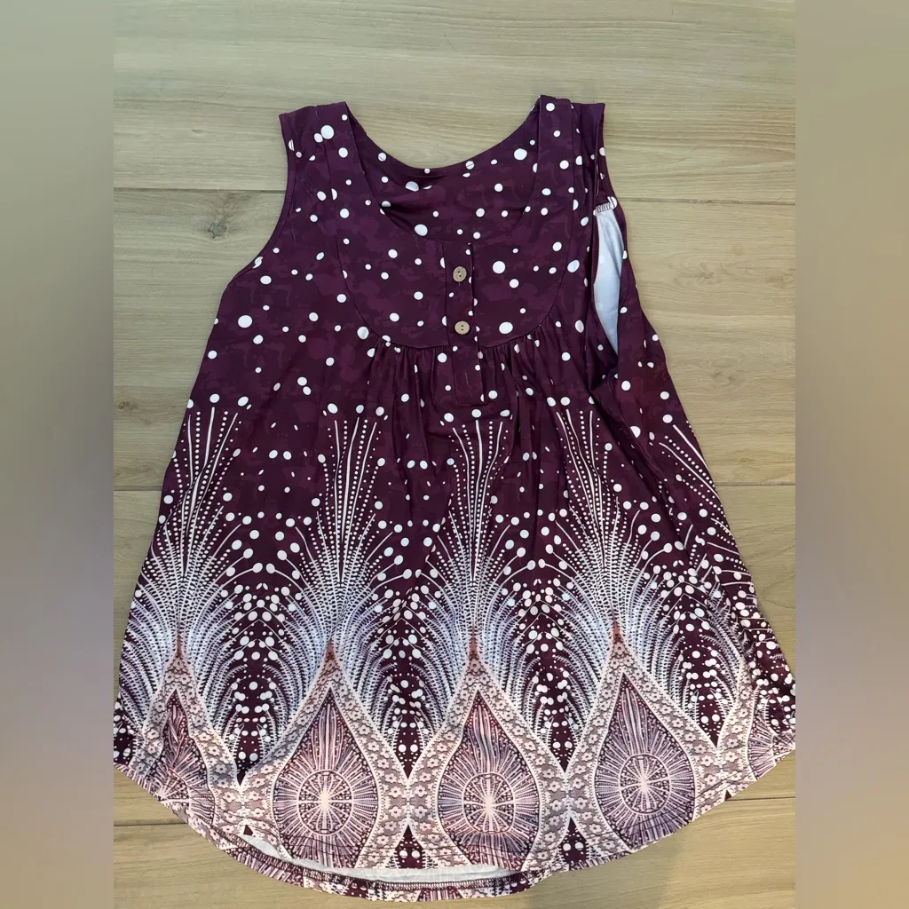 NEW Sleeveless Dressy Tunics Tank Top Henley Blouse 3X Purple - Image 4