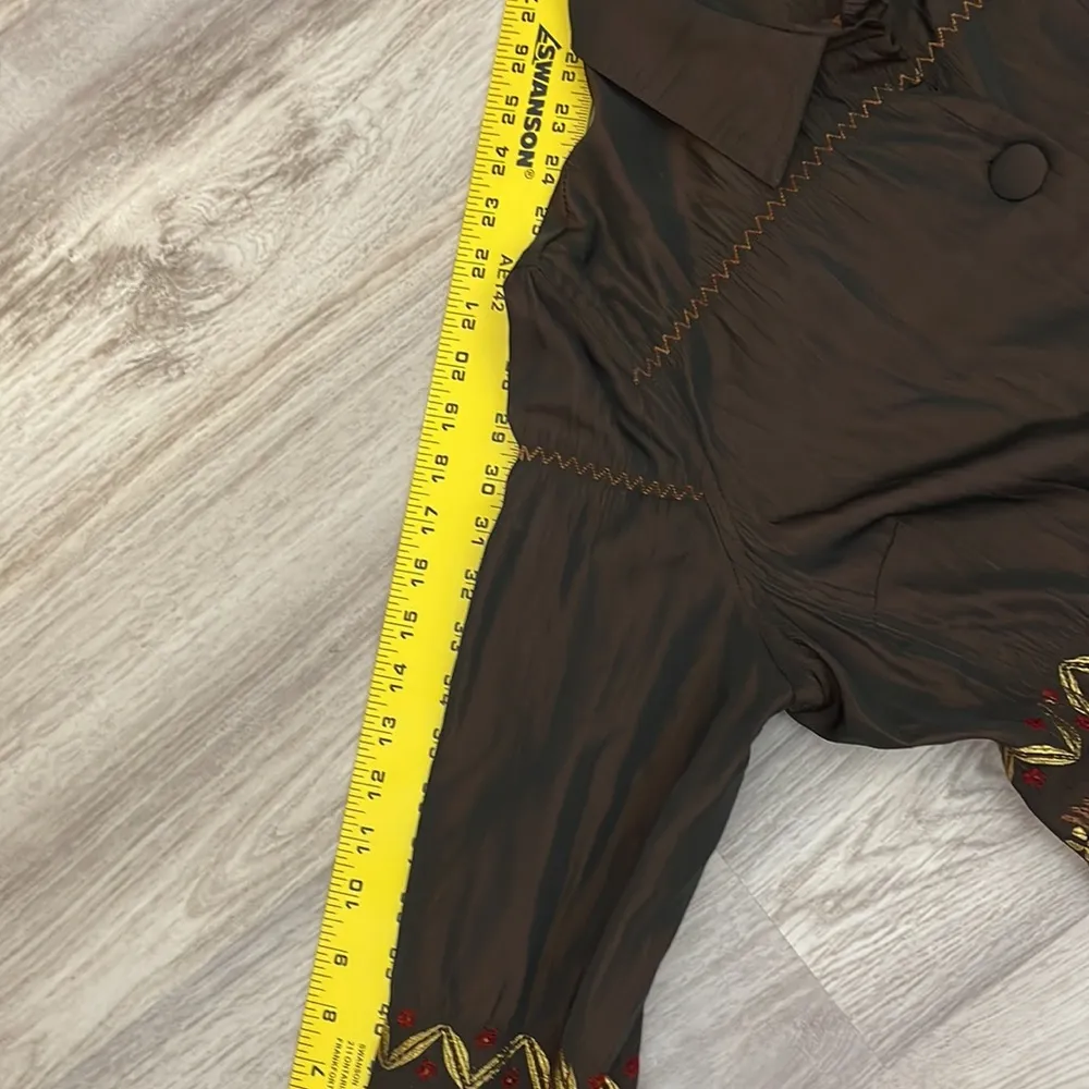 The Travel Collection Brown with Embroidered Flower Design Button Down Jacket 8 - Image 12