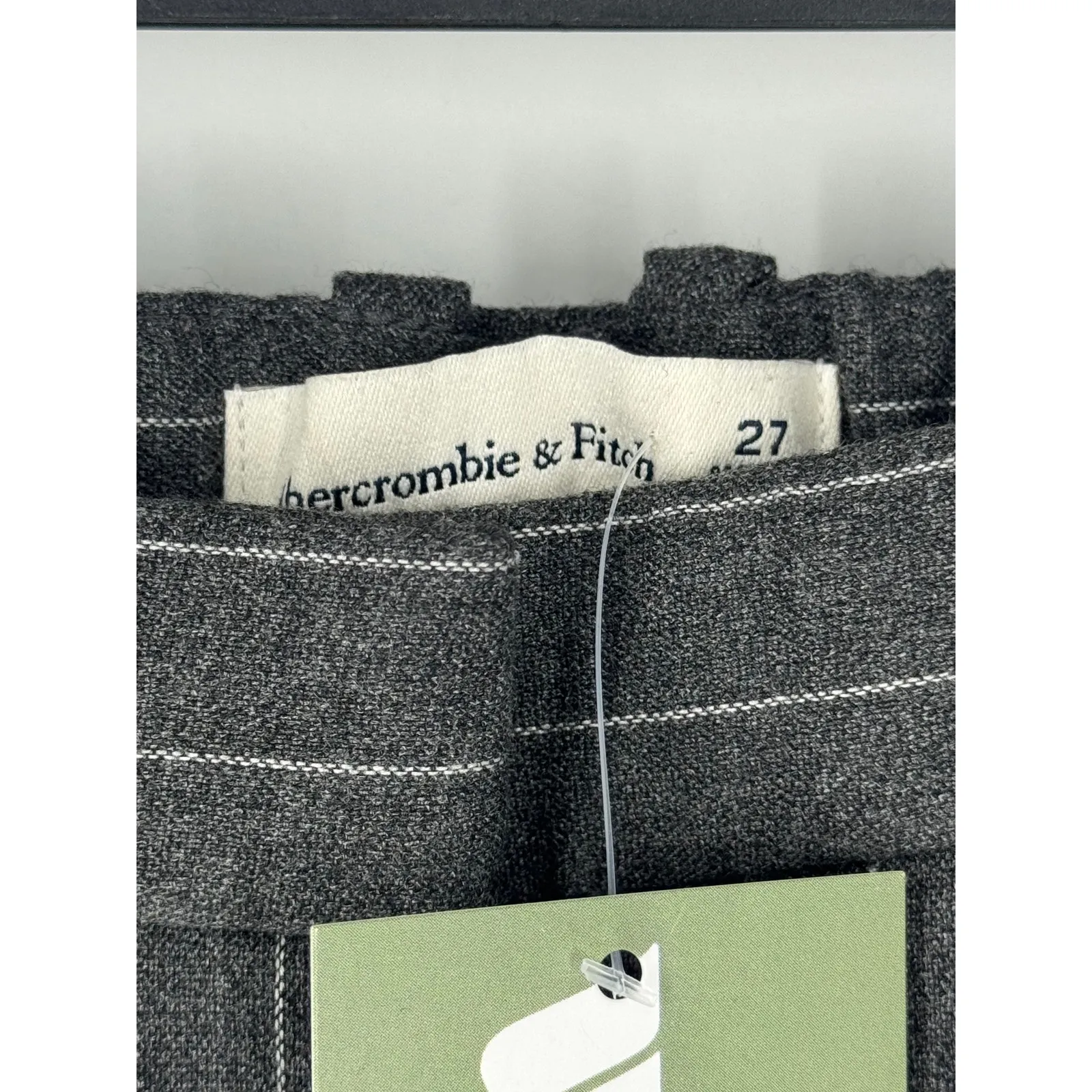 Abercrombie & Fitch co-ord high rise ultra wide leg trouser in grey pinstripe - Image 4