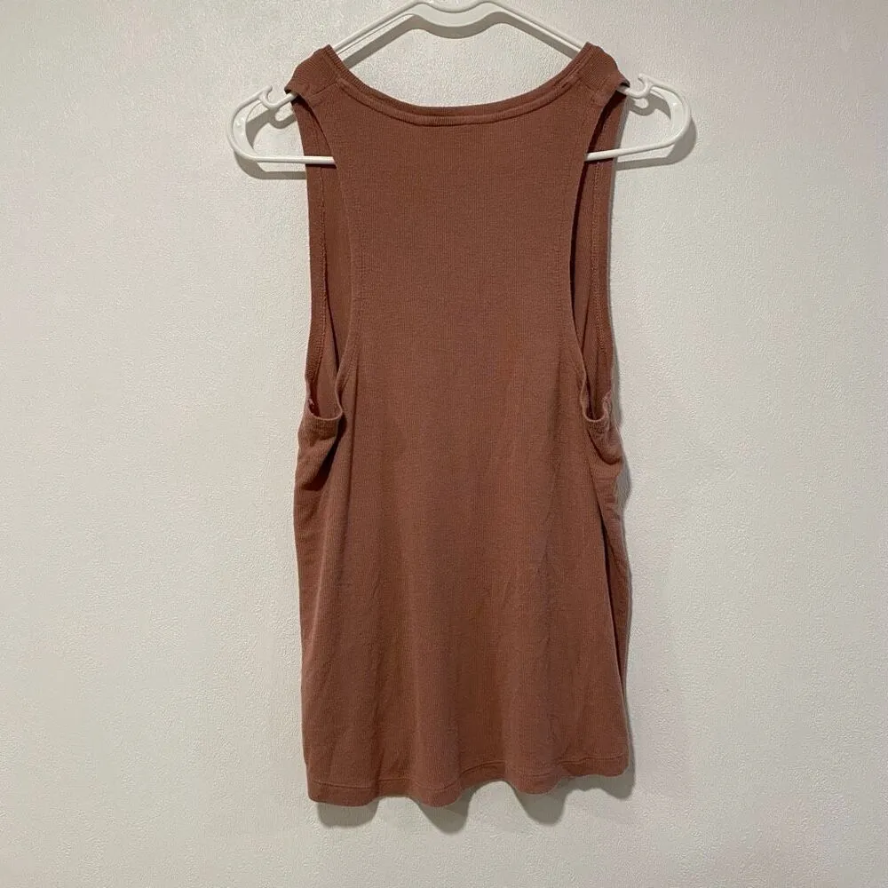 Athleta Sleeveless Tank Top Small Terracotta Brown Lightweight Lounge Activewear - Image 2