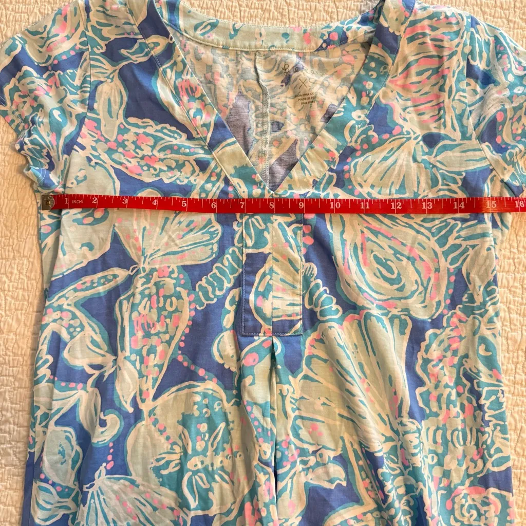 Lilly Pulitzer Amina Cap Sleeve Dress XS Blue Floral Knee Length Casual - Image 6