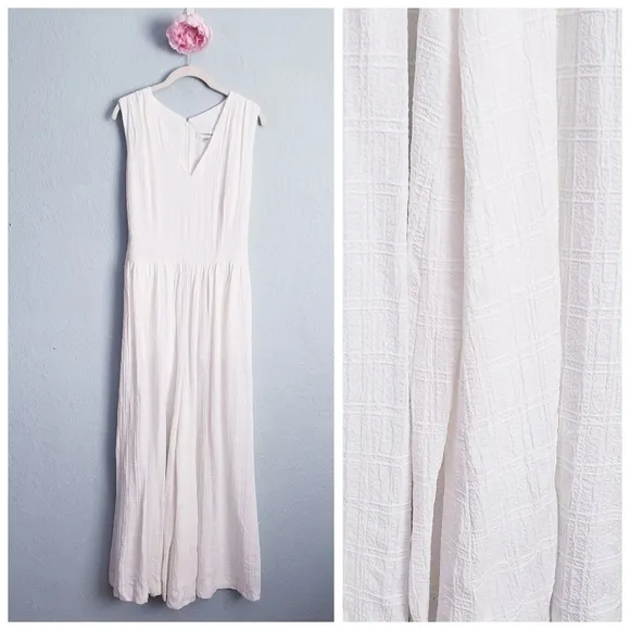 Calvin Klein White Textured Wide Leg Jumpsuit - Image 2