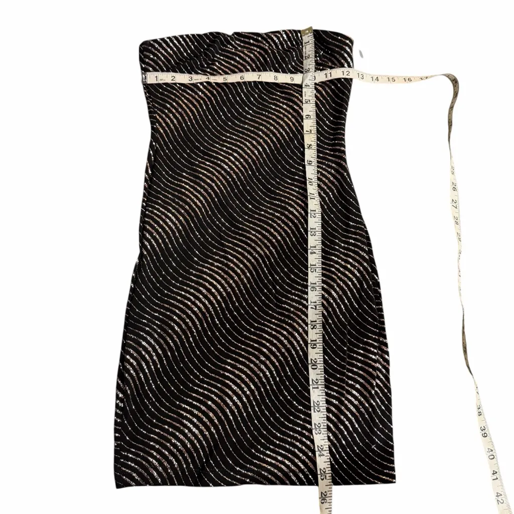 Y2K Strapless Glitter Mini Dress Size Small Black - Image 4