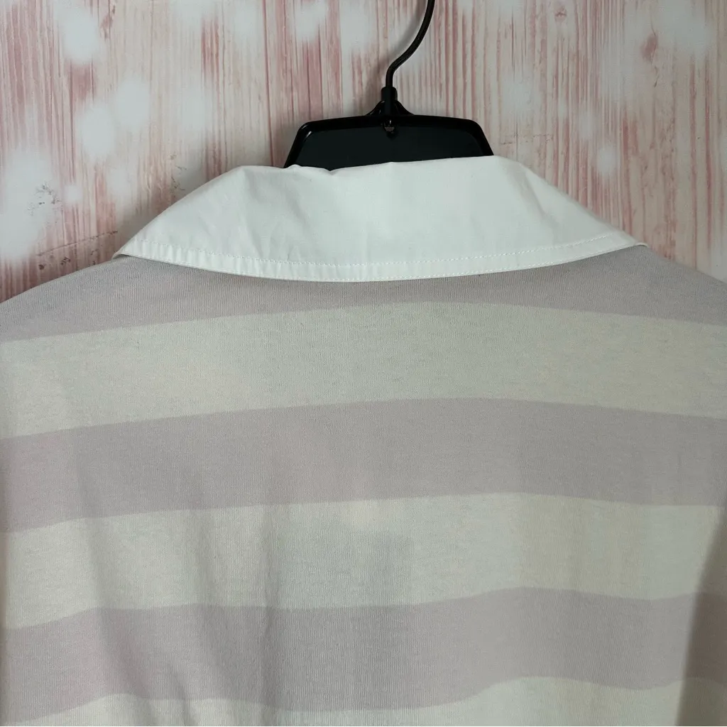 Everlane The Organic Cotton Retro Polo Shirt Purple Stripe Short Sleeve Small - Image 13