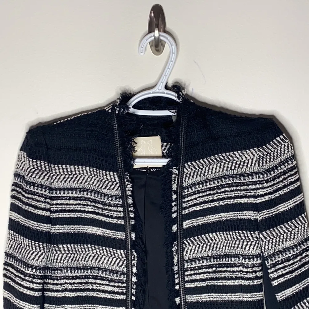 Rebecca Taylor Stripe black and white Tweed jacket size 0 - Image 44