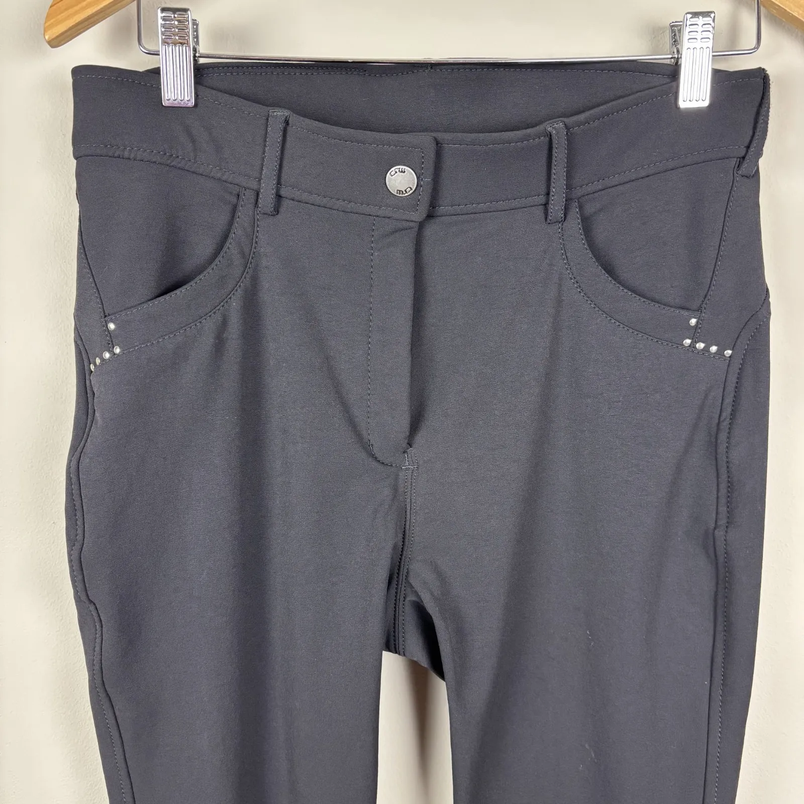 Hooks CRW Riding Breeches Womens 42 EU 8/10 Black Grip Sticky Seat Equestrian - Image 3