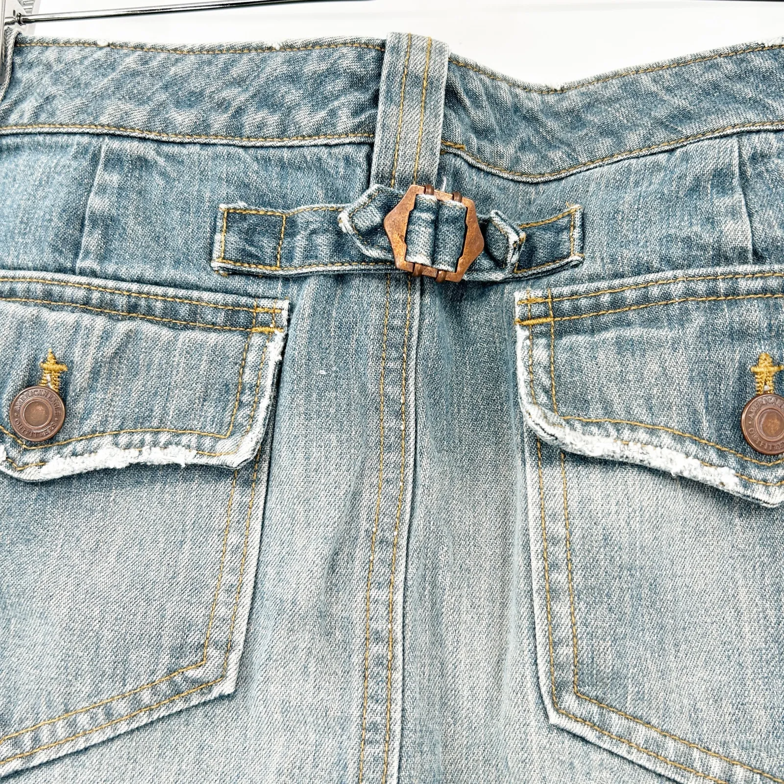 American Eagle Outfitters Womens Y2K Preppy Cinch Back Denim Mini Skirt Size‎ 8 - Image 8