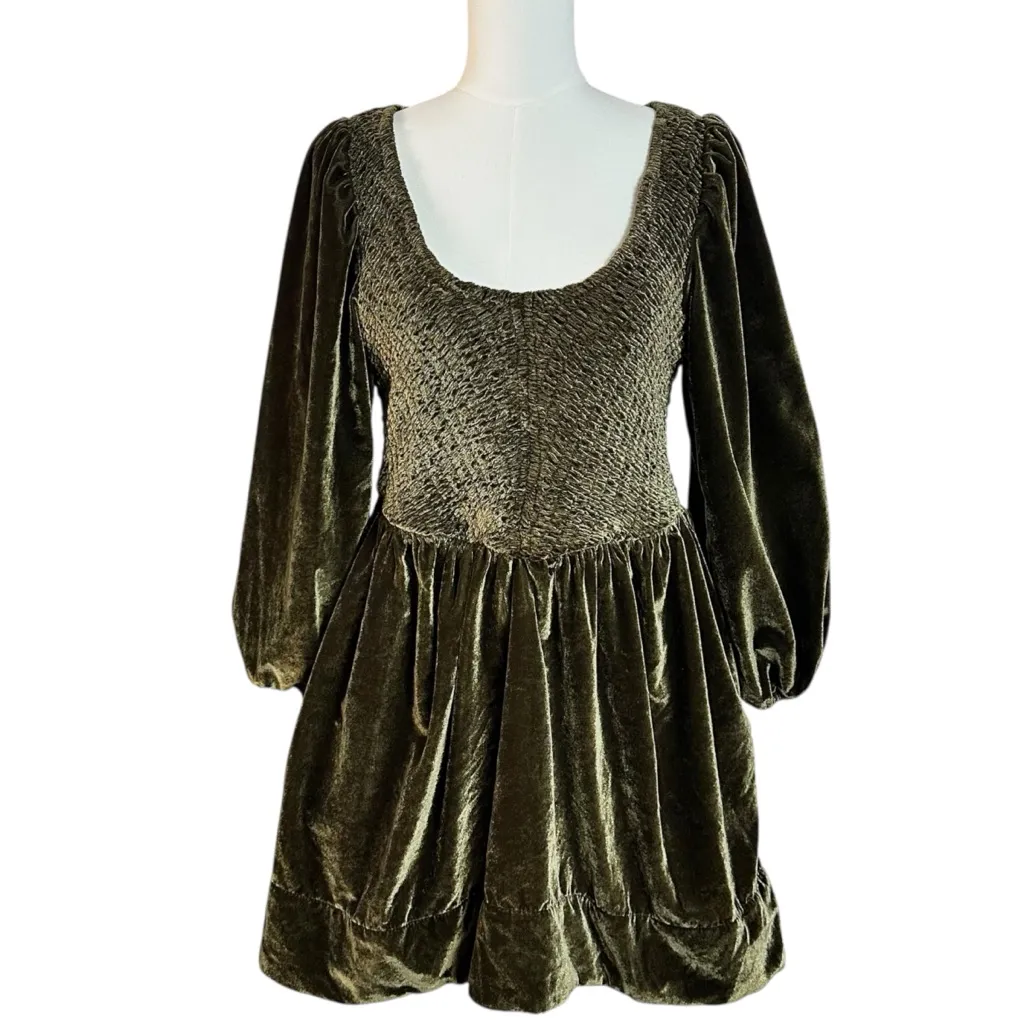 Free People Farrier Velvet Mini Dress in Brown Bear Size Small Holidays Winter - Image 7