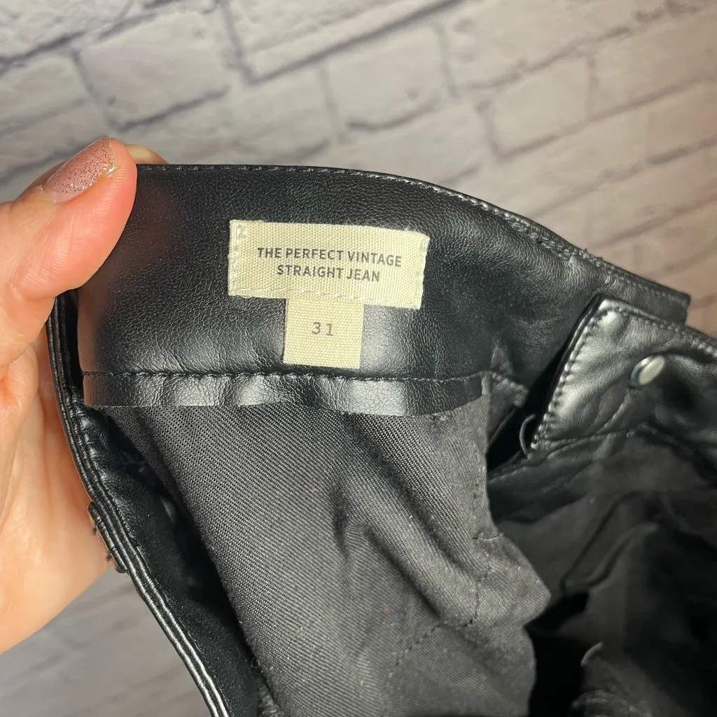 Madewell Perfect Vintage Straight Faux Leather Pants Black Size 31‎ - Image 10