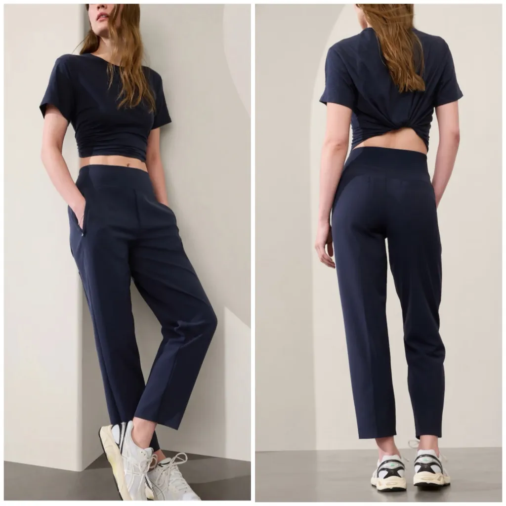 Athleta endless high rise straight leg pants navy 6 - Image 2