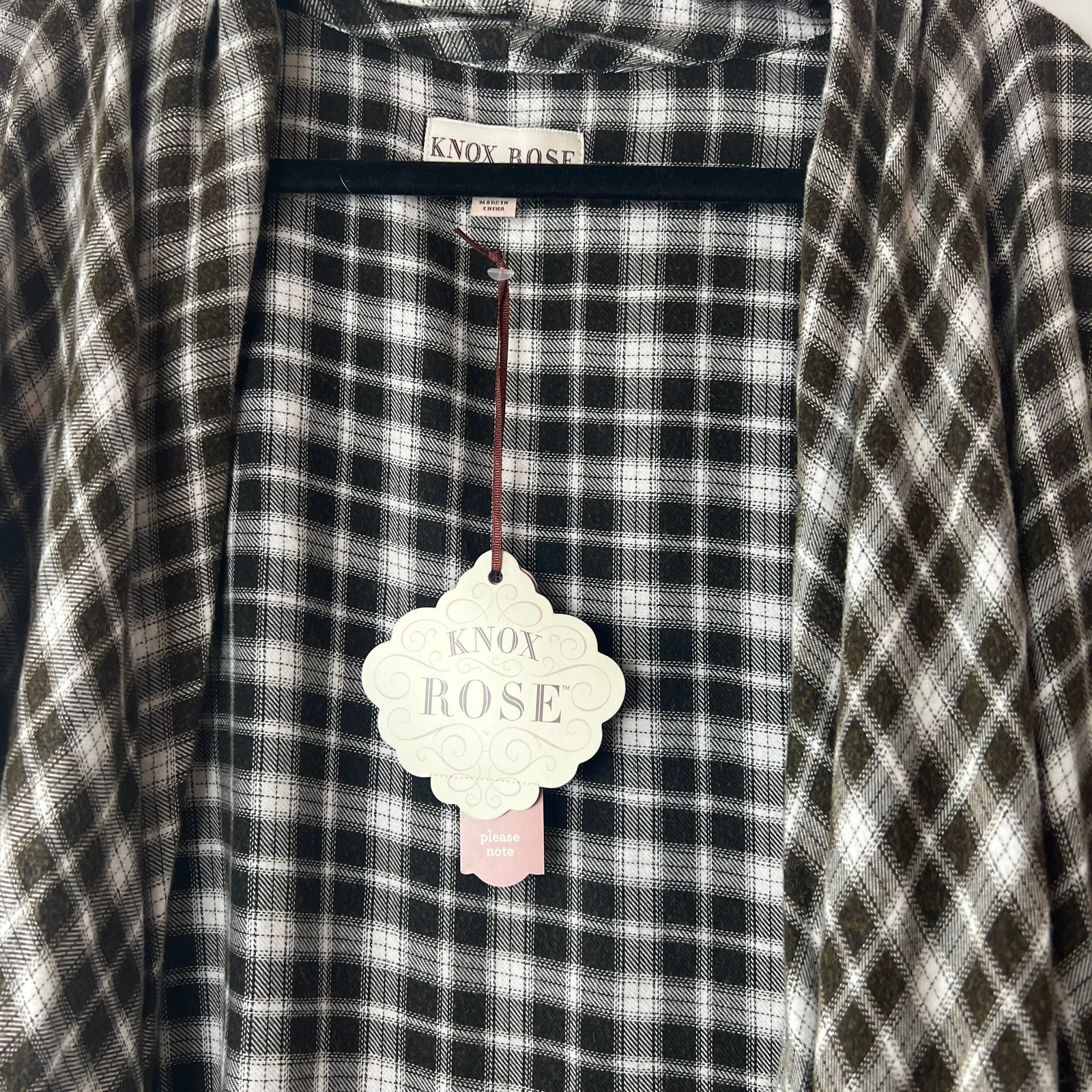 Knox Rose  Women's Black Plaid Open Layered Light Jacket - Size XS - NWT - Image 3