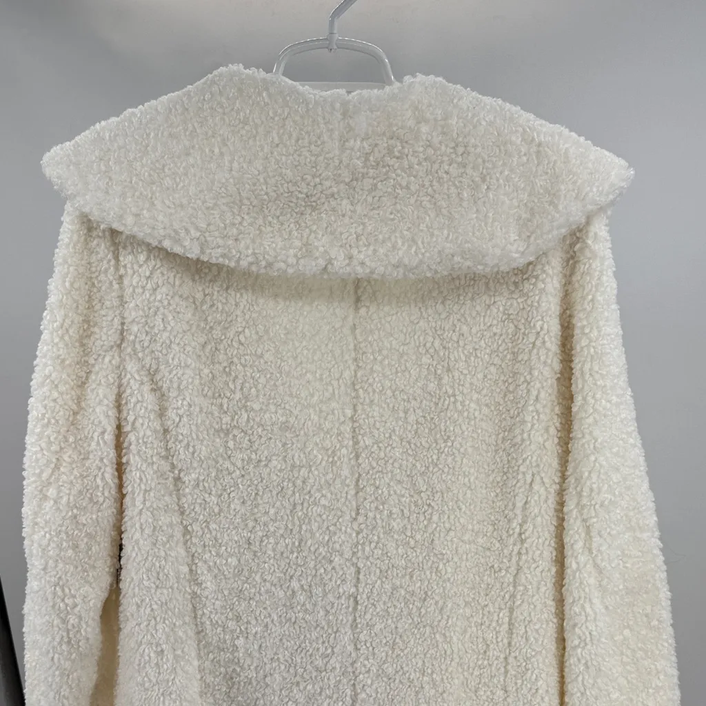 Scoop NYC Women's Cozy Cream Teddy coat Sherpa mid calf L new shawl collar Size L - Image 3
