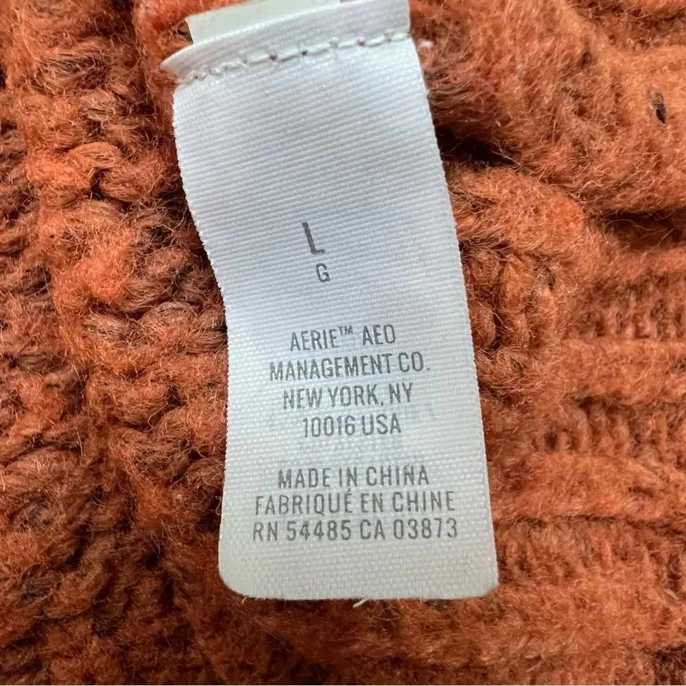 Aerie Fair Isle Knit Sweater Rust Orange Neutral Ivory Earth Cottagecore Large - Image 10