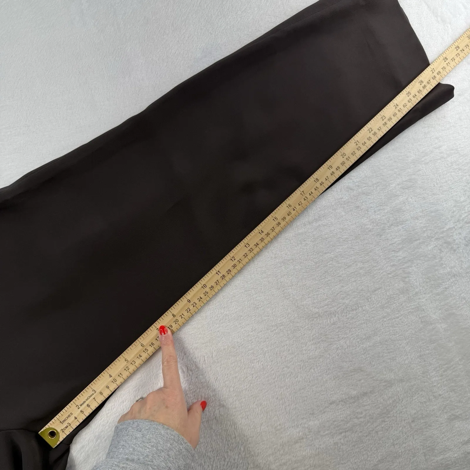 Giorgio Armani Sz 10 Silk Wide Leg Pants Brown Italian Satin Side Zip Designer - Image 13