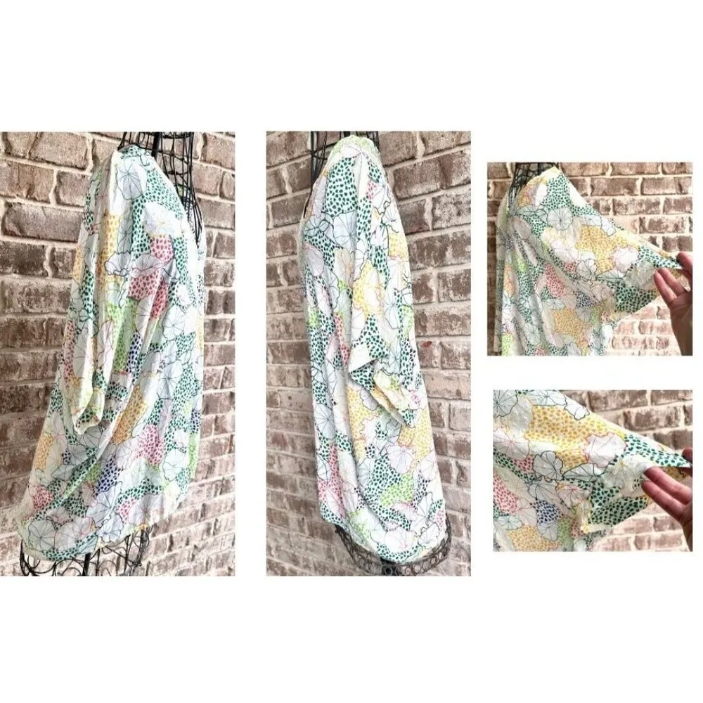 Jodifil Swimsuit Cover Up Medium NWT Dot Flowers Semi Sheer Beach Cruise Islands White Size undefined - Image 7