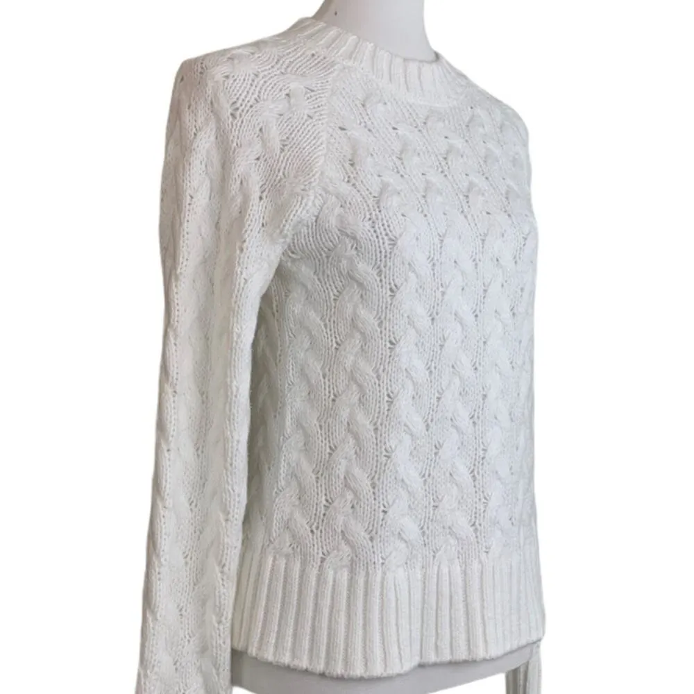 Lucky Brand Women's Quinn White Chunky Cable Knit Sweater Size Small - Image 13