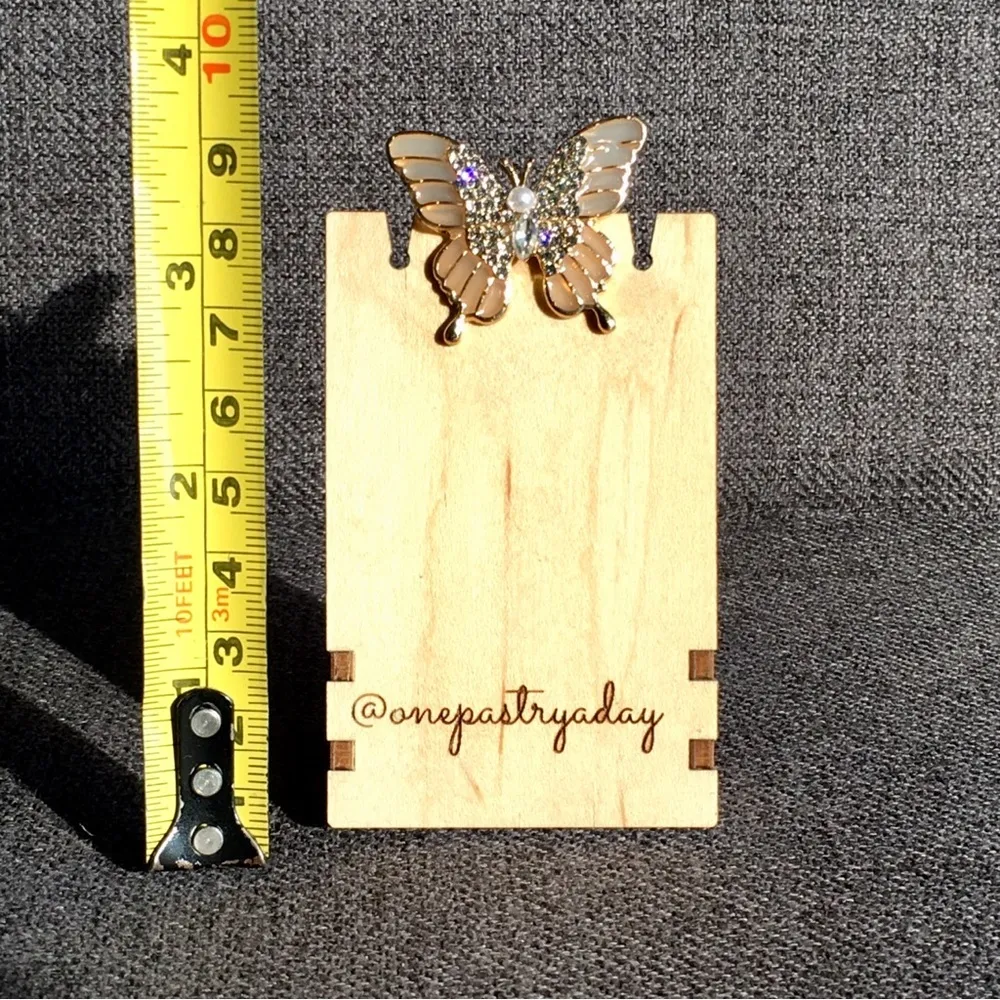 Butterfly Blush Enamel, Pearl + Rhinestone Fashion Brooch, Pin, Festive, Sparkly Pink - Image 8