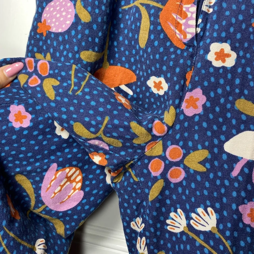 Modcloth  x Princess Highway | Floral Wide Leg Cropped Linen Blend Pants in Navy - Image 10