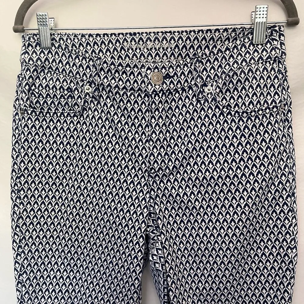 TOMMY BAHAMA Boracay Beach High Rise Ankle Womens Pants Sz 4 Blue White Model - Image 3