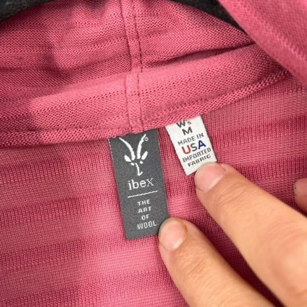 Ibex Women's Shadow Stripes Merino Wool Open Front Cardigan Pink Size Medium - Image 5