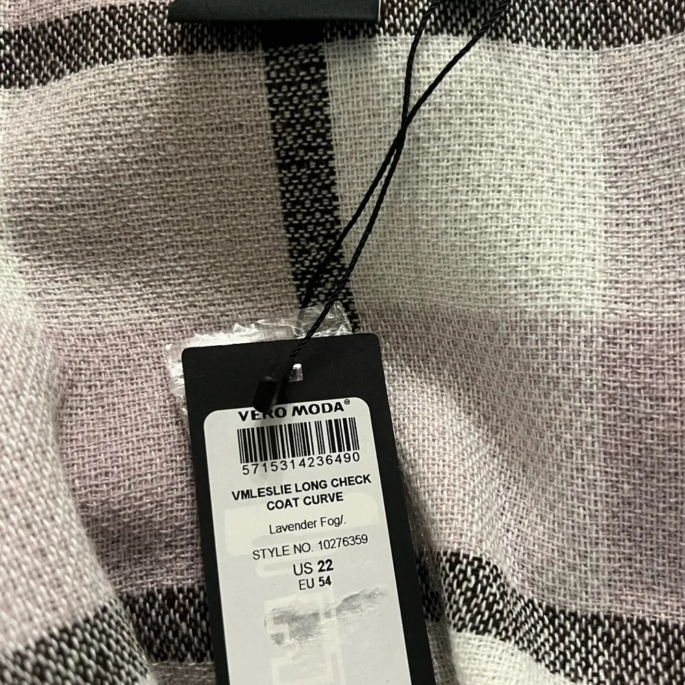 VERO MODA Elsie Long Check Coat Curve Size 22 NWT - Image 7