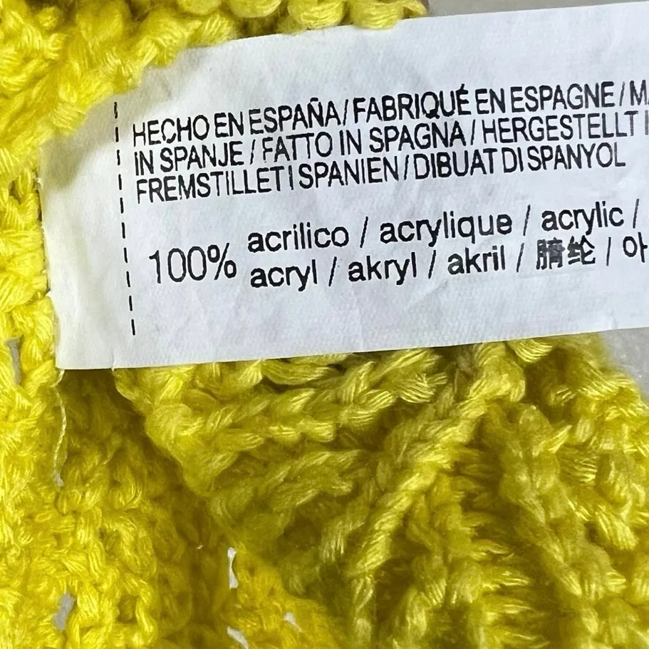 Stradivarius Tank Top Womens M Yellow Crochet Knit V-Neck Coastal Cowgirl Hippie - Image 4