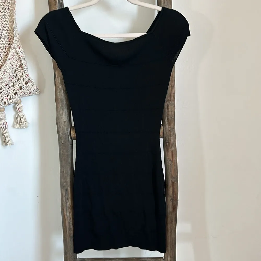 ribbed texture black bodycon mini dress/ size XS - Image 8