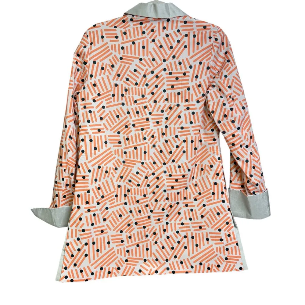 Grace Chuang Jacket Small Cotton Animal Print NEW Art To Wear Grey Orange Gray - Image 3