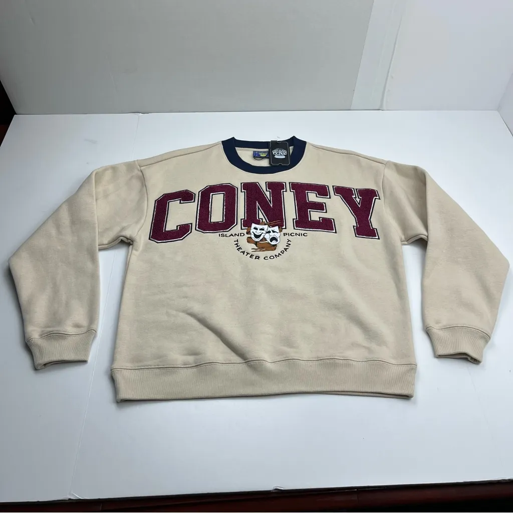 Coney Island‎ Picnic Theater Company Graphic Sweatshirt Womens Small Cream NEW Red - Image 7