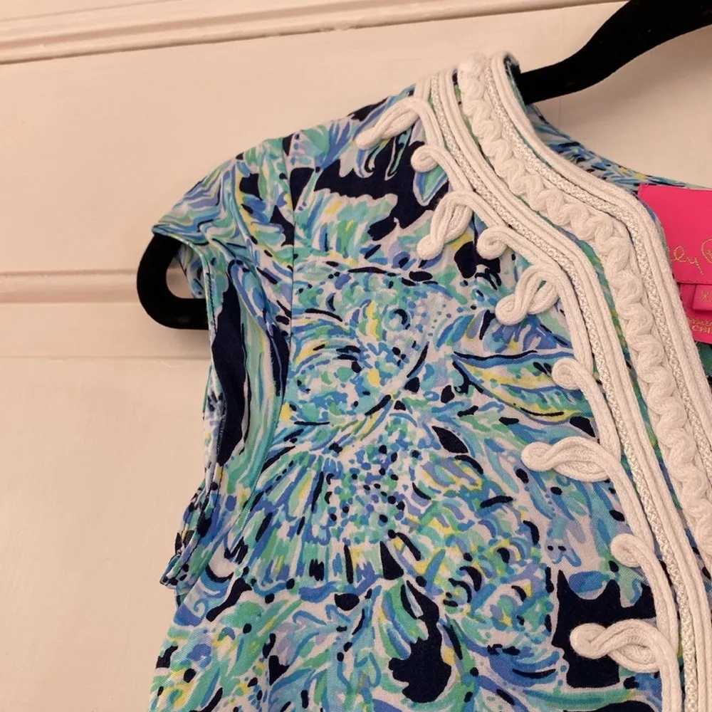 Lilly Pulitzer Madia Tunic Dress High Tide Navy Scuba Doo White Green‎ Size XXS - Image 10