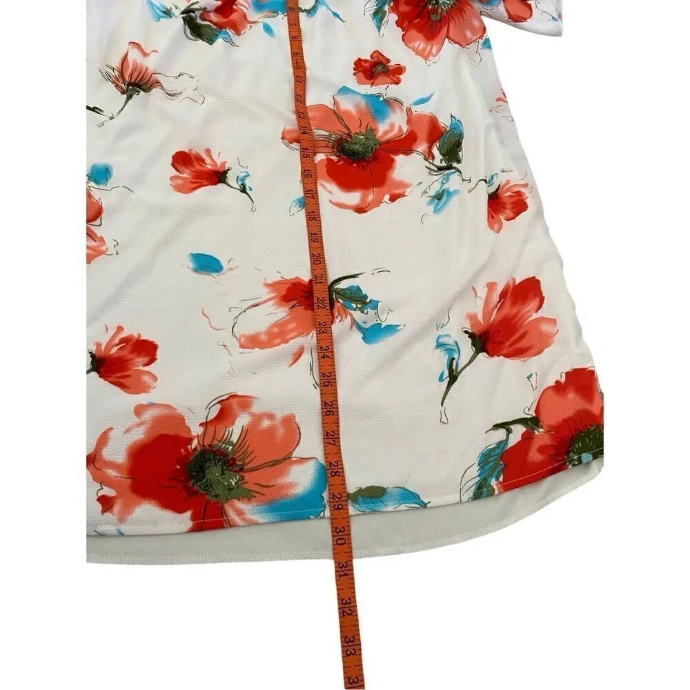 Ces Femme Cold Shoulder Sleeve Floral Dress Boho Bohemian Cottage White - Image 10