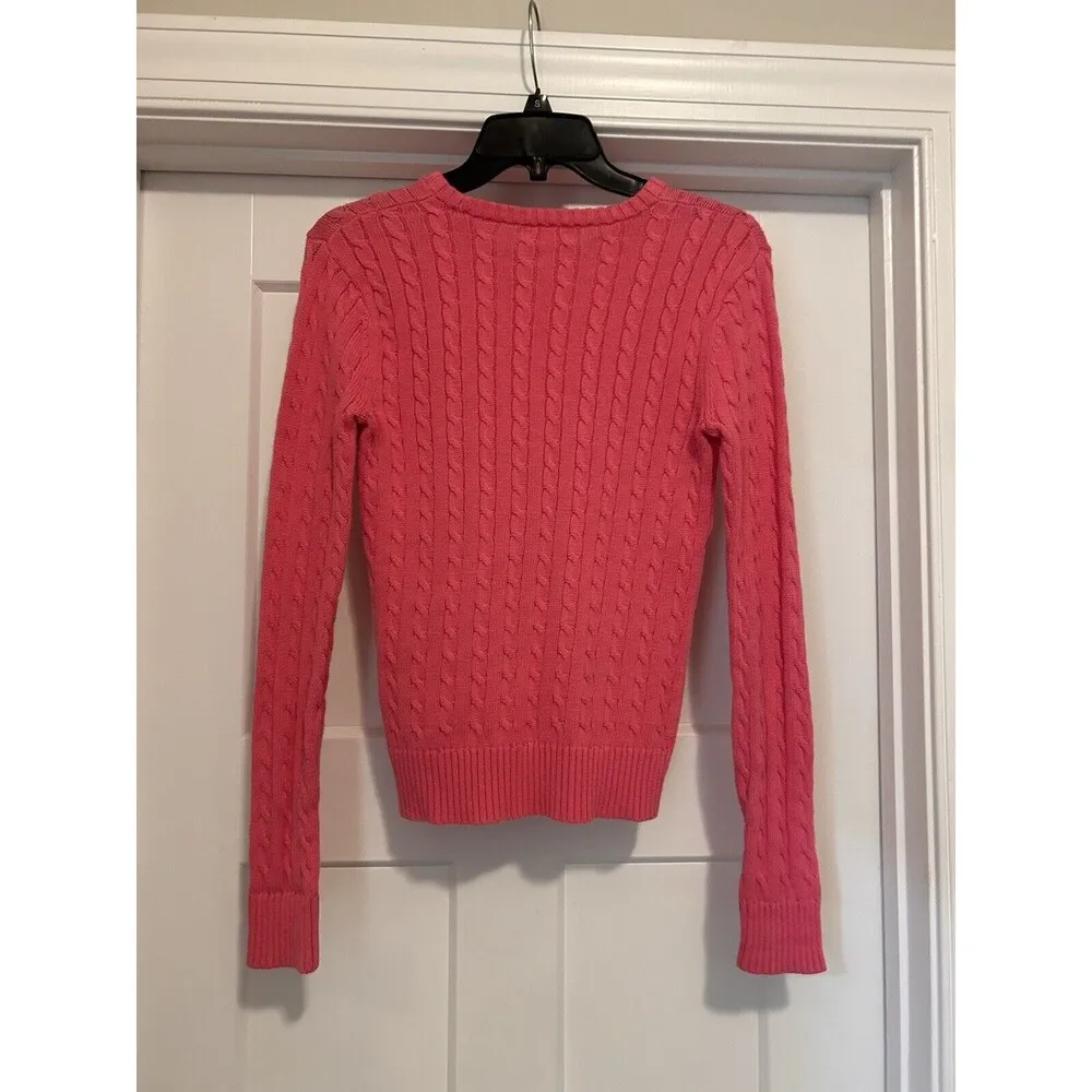 Lilly Pulitzer Sweater Size XS Pink Cable Knit Long Sleeve Crew Neck Colorful - Image 5